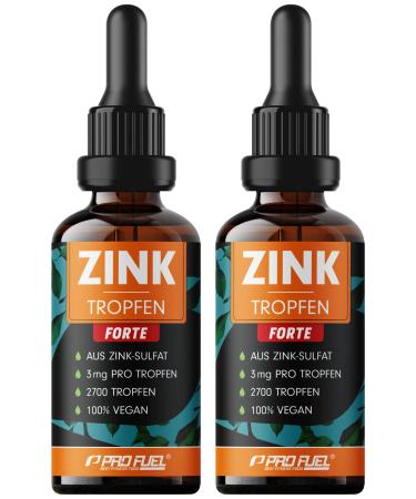 Zinc drop forte 2x100ml - 5400 drops extra high -dose with 3mg zinc per drop of zinc sulfate (ionic zinc) - very productive (670 applications) - high bioavailability without alcohol vegan drop - 2x 2700
