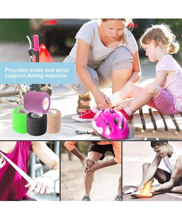 Self Adhesive Bandage Wrap - 12 Pack | 2 Inch x 5 Yards | Cohesive Medical & Sports Tape for Athletic Support Wrist & Ankle Injuries - Buy Online on GoSupps.com