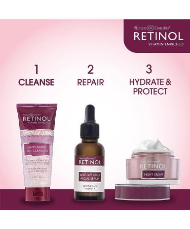 Retinol Anti-Aging Gel Cleanser with Vitamin A & E - Exfoliates and Cleanses Pores for Soft, Smooth Skin - Buy Online on GoSupps.com