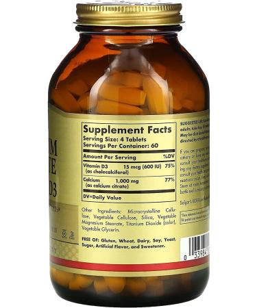 Solgar Calcium Citrate with Vitamin D3 - 240 Tablets for Bone Health - Buy Online on GoSupps.com