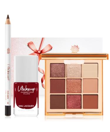 Wakeup Cosmetics Milano Wakeup Cosmetics - SPICY LOOK - 1 Eye Feel Good eyeshadow palette (02 Spicy) + 1 eye pencil (Black Diamond 8) + 1 long-lasting nail polish (flirtatious color)