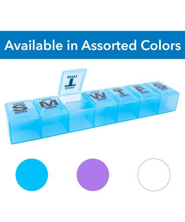 Apex 7 Day XXL Twice-A-Day Weekly Pill Organizer | Easy-Open See-Through Lids | Organize Medication & Vitamins | Assorted Colors - Buy Online on GoSupps.com
