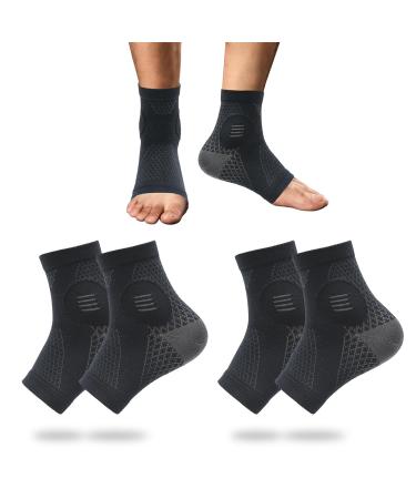 2Pairs Neuropathy Socks for Women Men Neuritisc Socks for Neuropathy Women Peripheral Neuropathy Socks Ankle Brace Plantar Fasciitis Swelling Black XL Black X-Large