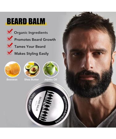 Beard Growth Kit 5-in-1 Grooming Set for Men - Includes Oil, Balm, Comb, Scissors, and Brush - Beard Care & Shaving Essentials - Christmas Gifts for Men - Buy Online on GoSupps.com