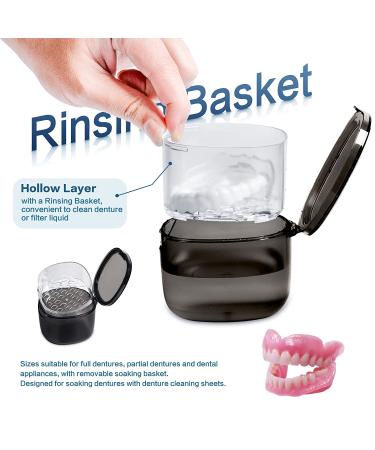 2022 Upgraded Uouovo Denture Bath Box Cup - No-Leak Case for Dentures, Retainers & Mouth Guards (Transparent Grey) - Buy Online on GoSupps.com