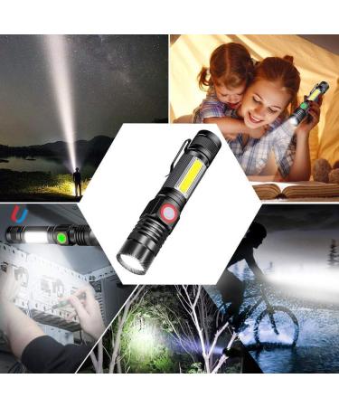 USB Rechargeable Magnetic LED Flashlight 2000LM - Waterproof, Zoomable, Super Bright Tactical Flashlight with Cob Sidelight - 2 Pack of Small LED Flashlights for Camping & Emergencies - Buy Online on GoSupps.com