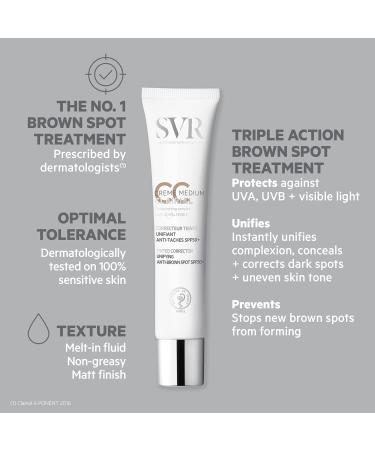 SVR CLAIRIAL CC Cream SPF50+ 3-in-1 Tinted Brown Spot Corrector 40ml Medium - High UVA UVB Protection - Buy Online on GoSupps.com