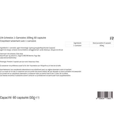 Life Extension L-Carnosine 500mg High Dose 60 Vegan Capsules | Laboratory Tested | Gluten-Free | Vegetarian | Soy-Free | Non-GMO - Buy Online on GoSupps.com