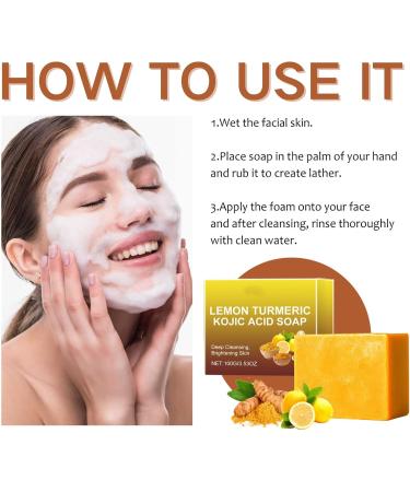 Turmeric Lemon Soap - Dark Spot Corrector Remover - Natural Soap Bar for Body & Face - Turmeric Soap for women - Skincare Handmade Soap Bar for Brighten Acne Dark Spots - Buy Online on GoSupps.com