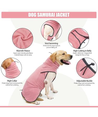 Lianzimau Pink Fleece Dog Sweater - Warm Winter Coat for Big & Medium Dogs | XXL Dog Jacket for Cold Weather - Buy Online on GoSupps.com
