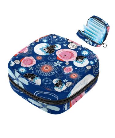 Artistic women's binding-up bags with an abstract flower pattern large menstrual cup pocket with zipper periodic inserts bags panty lips tampons for girls and women multicolored 03