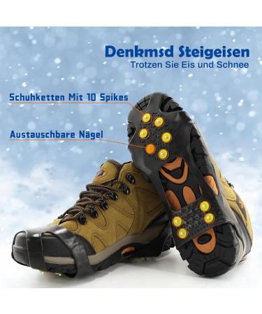 Premium 10-Spike Shoe Crampons - Anti-Slide Winter Chains for Outdoor Sports & Mountaineering (Size 31-36) - Buy Online on GoSupps.com