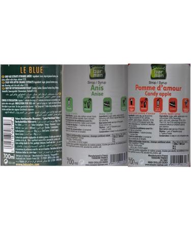 Assortment French syrup: curacao syrup anise and apple of love - Buy Online on GoSupps.com