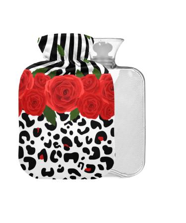 Heat bottle with cover leopard pattern zebra pattern BPA-free 2 l large hot water bag for pain relief headache neck and shoulders