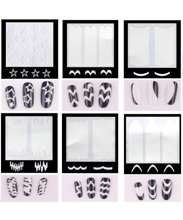 MWoot 1275 Nail Art French Stencils & Tip Stickers Set - DIY Gel Nail Design Brushes & Guides for Perfect Manicures - Buy Online on GoSupps.com