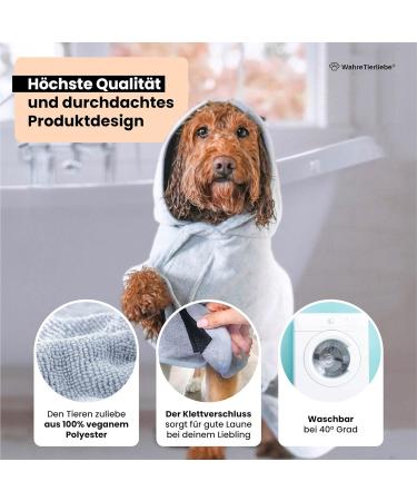 True Tierliebe Dogenbadel Washable Dog Towel - Quick-Dry Fur & Cozy Cold Protection for All Dog Sizes - Dark Gray Bathrobe - Buy Online on GoSupps.com