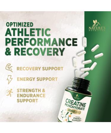 Creatine Monohydrate Capsules 3000mg Best Micronized Creatine Powder - Supports Lean Muscle Strength Energy & Endurance - Nature's Supplement Non-GMO Gluten Free for Women & Men - 120 Capsules 120 Count (Pack of 1) - Buy Online on GoSupps.com