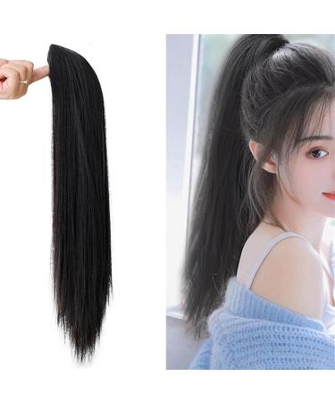 Ponytail Extensions Blonde Wrap Around Pigtail Long Smooth Overhead Wig Synthetic Ponytail Hair Extension Clip in Fake Wig Hairpiece for Women(Black Brown) - Buy Online on GoSupps.com