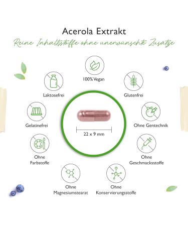 Acerola Capsules - Premium Natural Vitamin C - 750mg x 365 Capsules - Vegan No Additives Lab Tested - 12 Month Supply - Buy Online on GoSupps.com