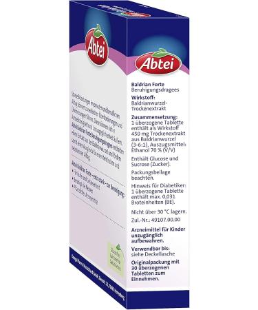 Abbey of the Valerian Forte - Natural Sleep Aid & Stress Relief - 30 Dragees (2 Packs) - Non-Habit Forming - Lab Tested Herbal Remedy - Buy Online on GoSupps.com