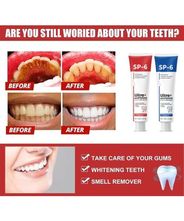 Sp-6 Ultra Whitening Toothpaste Ms Drwikey Toothpaste Sp-6 Pasta Dental Sp-6 Sp6 Ultra Whitening Toothpaste Oralhoe Toothpaste Sp 6 Whitening Toothpaste Removes Years of Stains (2PCS-RED) - Buy Online on GoSupps.com