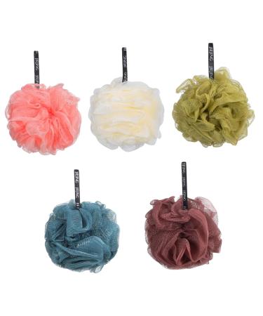 FRCOLOR 5pcs Bath Scrubber Bathroom Loofah Shower Puff Shower Scrubber Ball Shower Back Scrubber Shower Scrunchie Shower Ball Body Scrubber Bath Ball Bath Flower Sponge Aldult