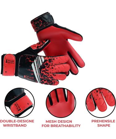 EFAH Sports Football Goalkeeper Gloves for Boys | Grippy Size 4 Soccer Gloves for Ages 6-9 - Red - Buy Online on GoSupps.com