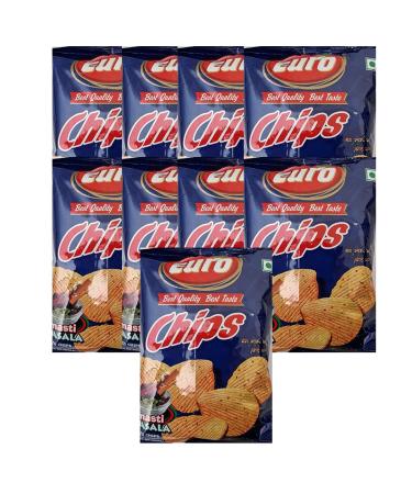 Euro Masala Masti 43g - Crunchy Chips - Tea Time Snack - Blend of Indian Spices - Perfect Snack at Work Home Or School (Pack of 9)