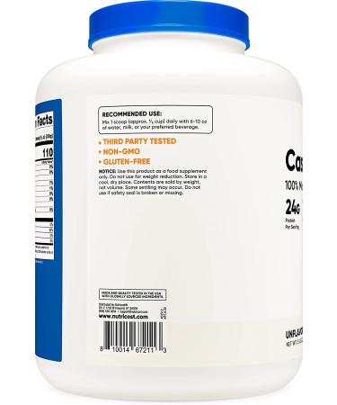 Nutricost 5lb Casein Protein Powder - Micellar Casein Non-GMO Gluten Free | Unflavored 5 Pound Pack - Buy Online on GoSupps.com