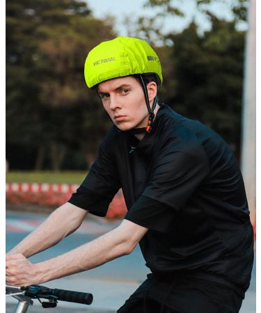 Victgoal Waterproof Bicycle Helmet Rain Cover - Neon Yellow with Reflectors | Unisex Elastic Cap for Ultimate Protection - Buy Online on GoSupps.com