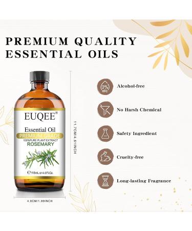 EUQEE Rosemary Essential Oil 118ml Pure Rosemary Oil for Hair Growth Natural Aromatherapy Essential Oil Natural Essential Oils for Diffusers for Home Humidifier Relax Rosemary 118 ml (Pack of 1) - Buy Online on GoSupps.com