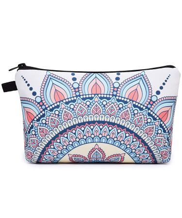 Makeup Bag Set Cosmetic Bag Organizer 2PACK Small Makeup Pouch for Purse for Women Girls (Blue + Geometric White) A:Blue/Geometric - Buy Online on GoSupps.com