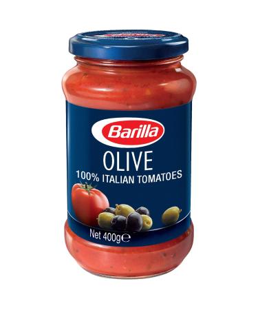 Barilla Pasta Sauce - Olives with 100% Italian Tomatoes 400 gm | Non - GMO Project Verified | Vegan | Gluten free | No added Colour or Presevatives Pasta 400 g (Pack of 1)