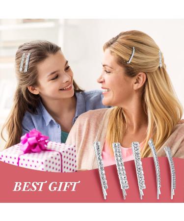 15 Pieces Clear Crystal Rhinestone Hair Clips & Bobby Pins for Women - Luxury Hair Accessories for Wedding, Party - Silver - Buy Online on GoSupps.com