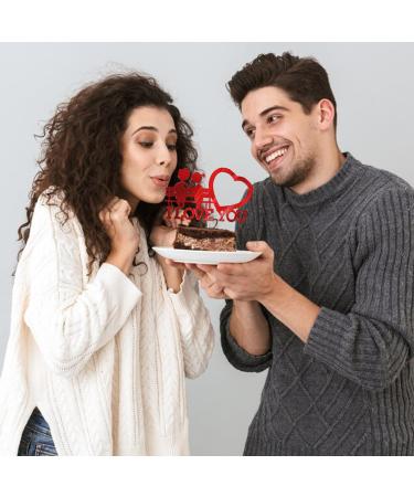 I Love You Cake Topper - Acrylic Cake Decoration for Valentine's Day, Marriage Proposal, Wedding Party - Mirror Red - Buy Online on GoSupps.com