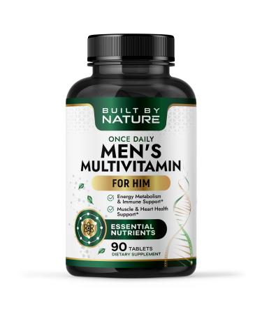 Built by Nature Multivitamin for Men Mens Multivitamins & Vitamins for Men Daily Immune Energy & Heart Health Support Once Daily Mens Multivitamin Supplement 90 Tablets