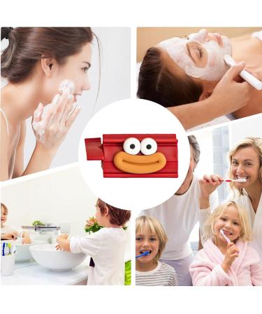Rolling Toothpaste Squeezer - Cute Smiling Face Tube Squeezer Tool Manual Toothpaste Dispenser Toothpaste Holder Squeezer for Bathroom Restroom Red - Buy Online on GoSupps.com