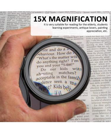 15-Fold Pocket Magnifying Glass | Portable Magnifier with Cleaning Cloth & Storage Bag | Ideal for Reading & Detailed Viewing - Buy Online on GoSupps.com