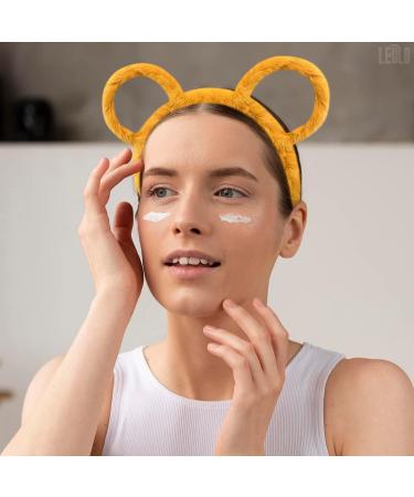 Winter Plush Headband with Bear Ears | Yellow Makeup Hair Accessories for Women - Fashion Hoop Bandana Gift - Buy Online on GoSupps.com