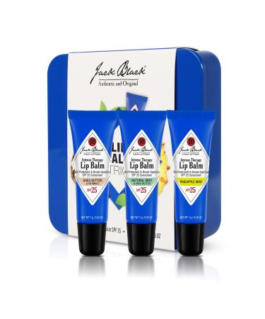 Jack Black Intense Therapy Lip Balm 0.25-Oz. SPF 25 Sun Protection Lip Moisturizer Hydrating Lip Balm with SPF Lip Sunscreen Variety Pack Trio 0.25 Ounce (Pack of 3)