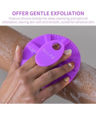 Beautail Silicone Body Brush - Gentle Peeling Shower Brush for Sensitive Skin | Hygienic & Durable | Ideal for Men & Women - Purple - Buy Online on GoSupps.com