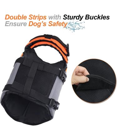 Vivaglory Ripstop Dog Life Jacket | Superior Buoyancy, Rescue Handle | Bright Orange, Size L 26-31 - Buy Online on GoSupps.com