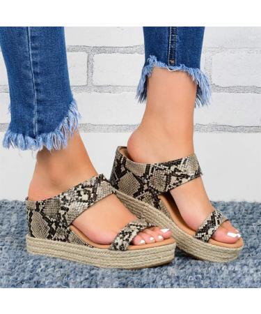 Stylish Women's Wedge Heel Sandals - Summer Open Toe Casual Slides Breathable Non-Slip Beach Footwear in Snake Pattern (EU 39-43) - Buy Online on GoSupps.com