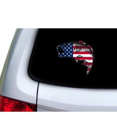 Rogue River Tactical Bass Fish USA Flag Sticker - Patriotic Fishing Decal for Car, Truck, Boat, RV - Real Life Rod Tackle Box - United States Flag Design - Buy Online on GoSupps.com