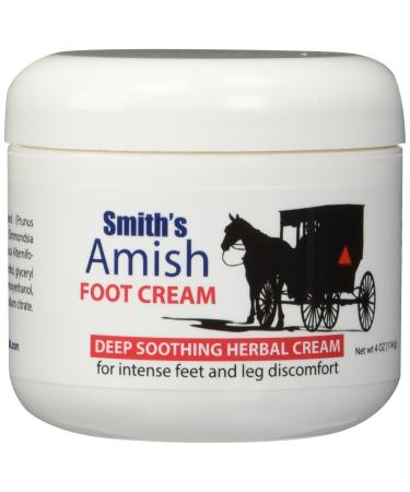 SMITH'S AMISH Foot Cream (4 oz.) Deep Soothing Herbal Cream for Intense Foot and Leg Discomfort including Burning, Cramping and Restlessness Sensations
