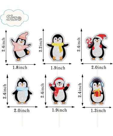 GUGUWEN Glitter Set Of 18 Glitter Winter Penguin Cupcake Topper Cute Penguin Interesting Funny Cupcake Dessert Toppers Winter Christmas Happy New Year Party Decorations Party Decor - Buy Online on GoSupps.com