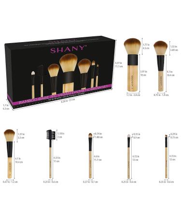 SHANY Bamboo Makeup Brush Set - 7pc Vegan Brushes with Premium Synthetic Hair and Cotton Pouch - Buy Online on GoSupps.com