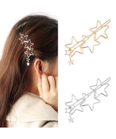 Aneneiceera Hollow Out Star Hair Clip Silver Hair Clip Tassel Hairpin Headpiece Decorative Hair Pins Headpiece Bridal Hair Accessories for Women and Girls (Silver)