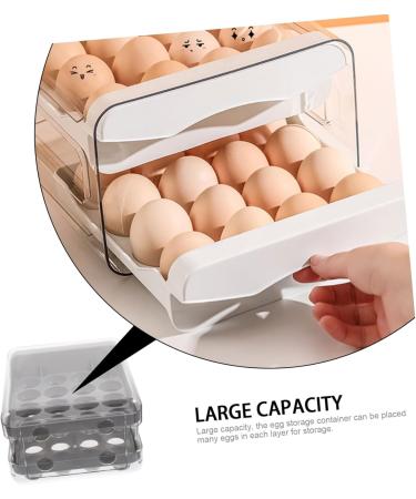 Generic Egg Storage Box Fridge Drawers Egg Tray for Home Wear-resistant Egg Drawer Organizer With Cover Grey 21.5x22.5x14cm - Buy Online on GoSupps.com