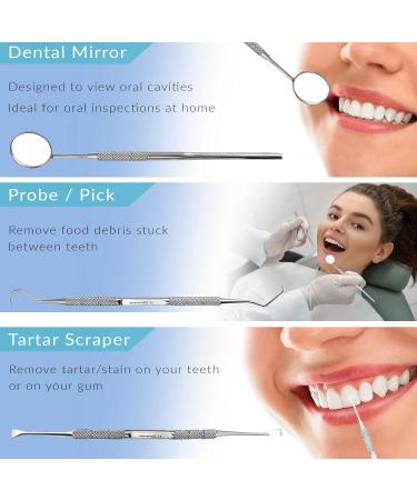 Dentaplex 3-Piece Dental Care Kit for Teeth Cleaning & Whitening - Plaque Removal, Tartar Remover, Dual-Ended Tooth Picks - Dentist-Approved Tools - Buy Online on GoSupps.com